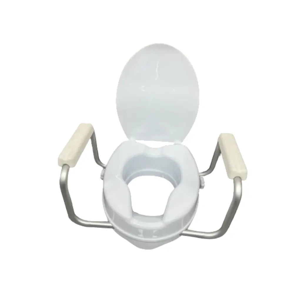 sollevatore per WC con bracci e coperchio, 10 cm