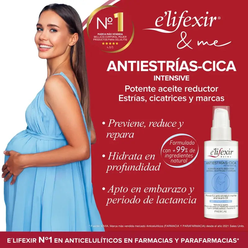 Elifexir Cica Olio Intensivo Anti-Smagliature Riduttore di Cicatrici, 100 ml