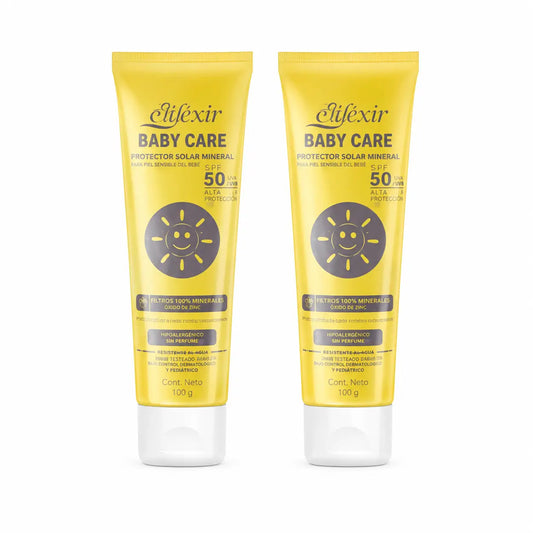 Elifexir Baby Care Crema Solare Minerale Protezione Spf+50 Pelle Sensibile 100Ml, conf. 2