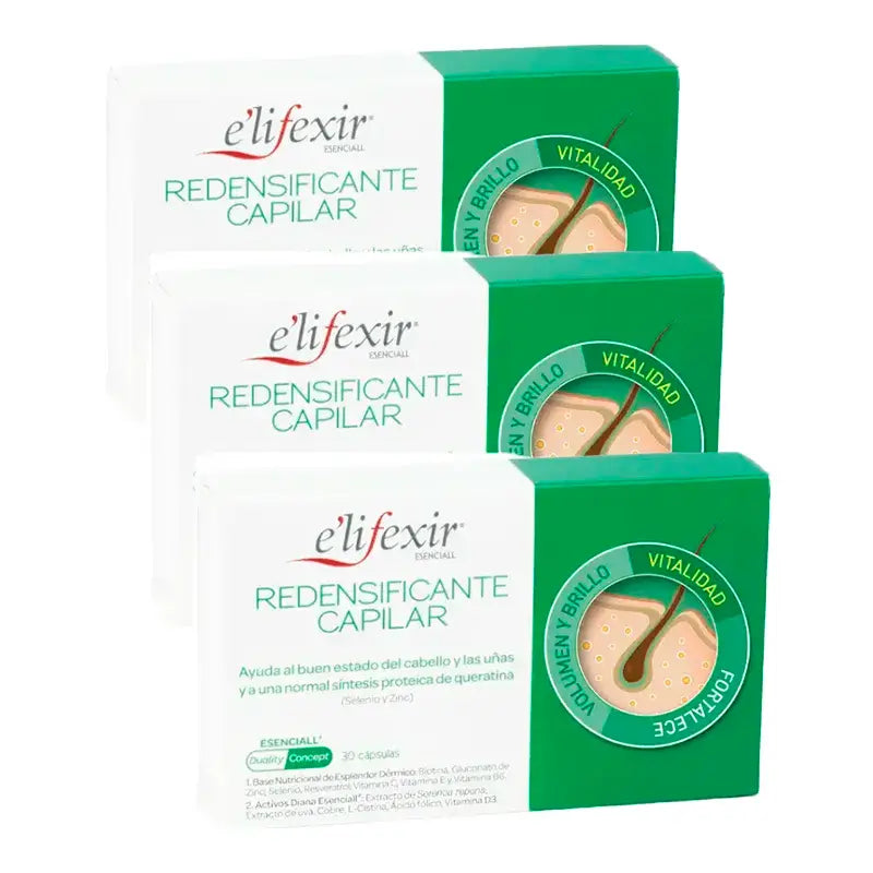 Elifexir Essentialall Riduttore e Fortificante della Perdita di Capelli, Confezione 3 x 30 Capsule