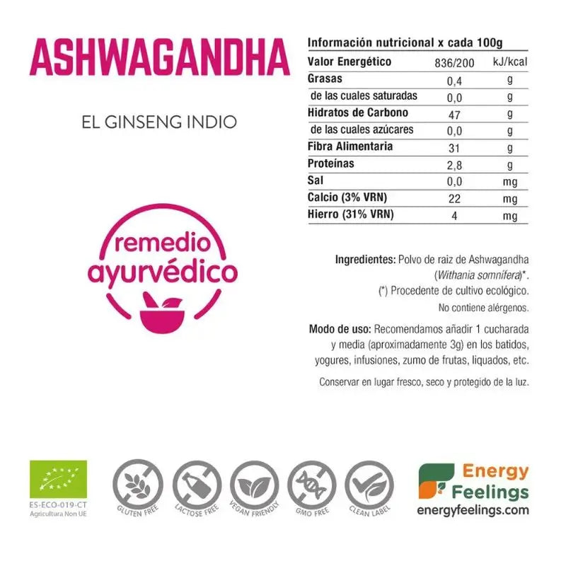 Sensazioni di energia Ashwagandha 200Gr. Eco Vegan Sg