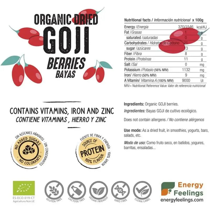 Energia Sentimenti Bacche di Goji 200Gr. Eco Vegan Sg