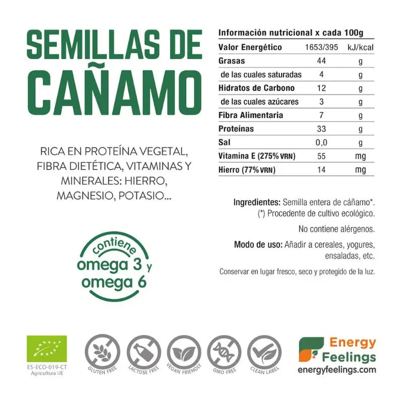 Energia Sentimenti Semi di Canapa 200Gr. Eco Vegan Sg