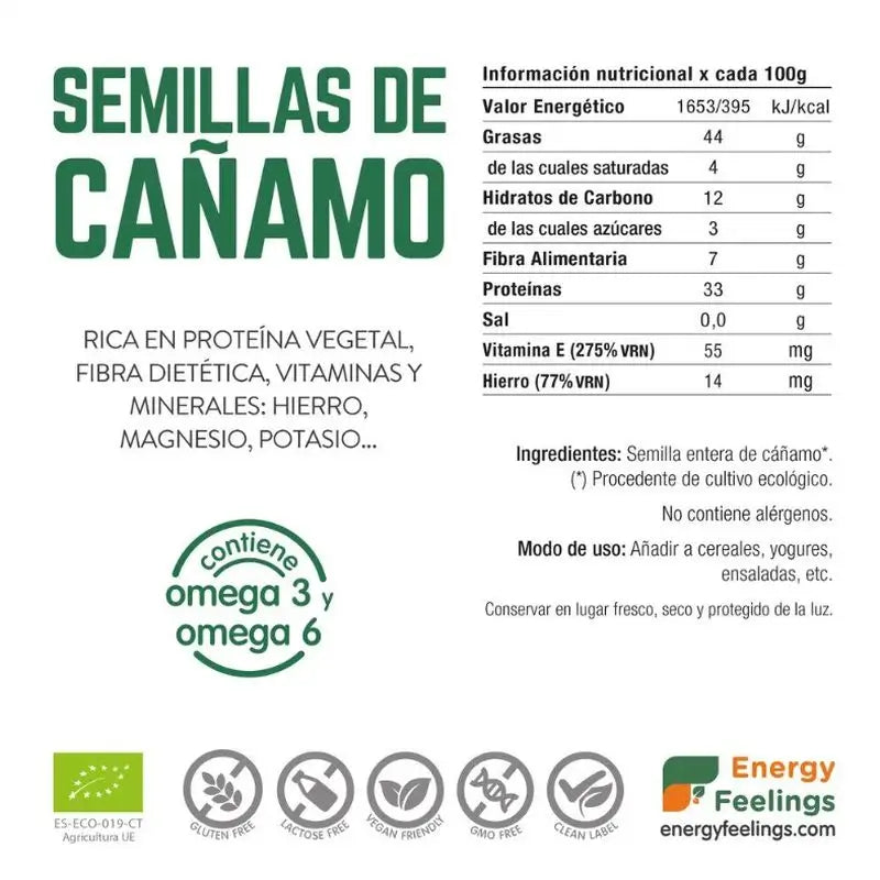 Energy Feelings Semi di Canapa 500Gr. Eco Vegan Sg** Energy Feelings Semi di Canapa 500Gr.