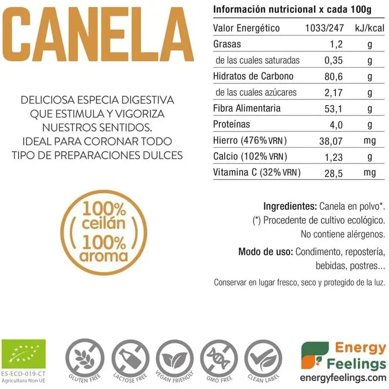 Sensazioni di energia Cannella in polvere 1Kg. Eco Vegan Sg