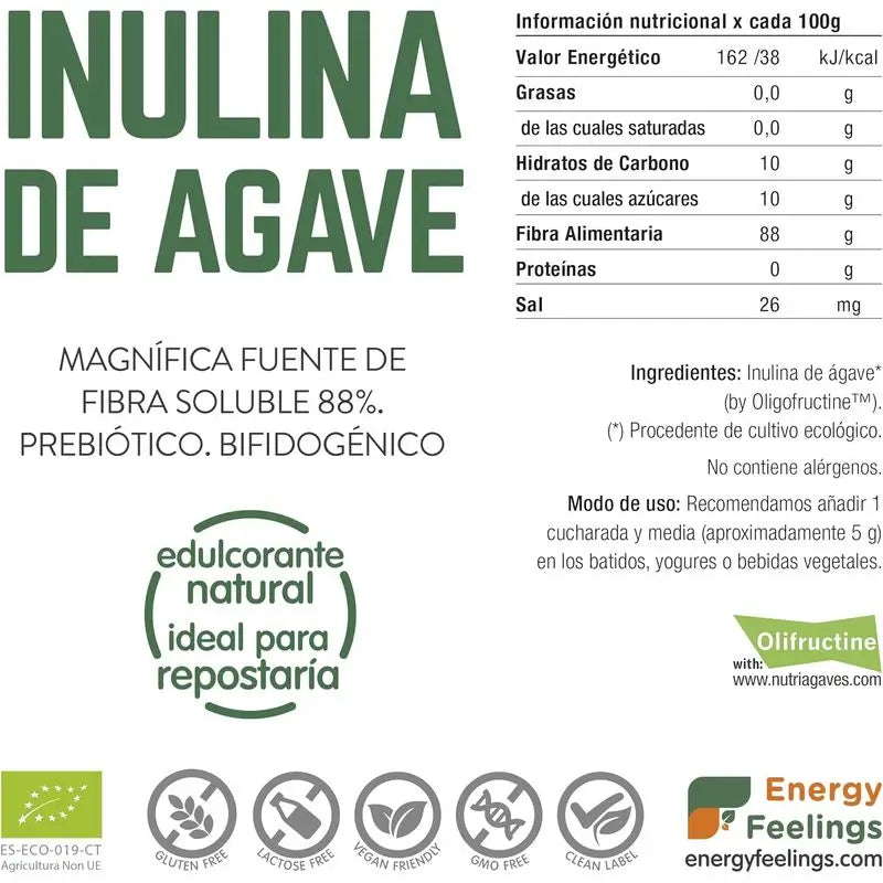 Sensazioni di energia Inulina d'agave in polvere 500 g Eco Vegan