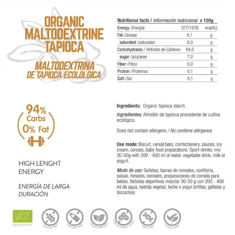 Sensazioni di energia Tapioca Maltodestrina 500Gr. Eco Vegan Sg