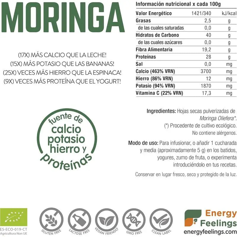 Energy Feelings Moringa in polvere 1Kg. Eco Vegan Sg