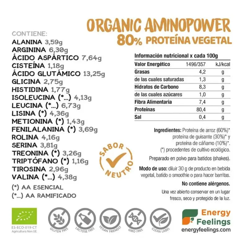 Energia Sentimenti Aminopower Organico 80% Neutro 200Gr. Eco Vegan Sg