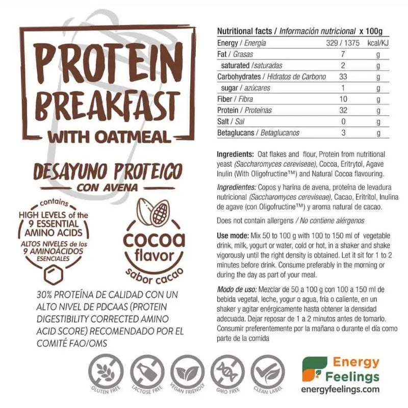 Energy Feelings Cacao proteico per la prima colazione 1 kg. Eco