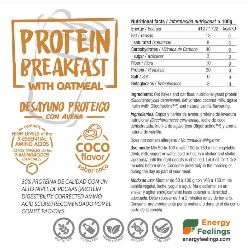 Energy Feelings Colazione proteica al cocco 1Kg. Eco