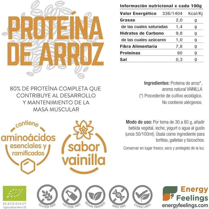 Energy Feelings Proteine del Riso Vaniglia 1Kg. Eco Vegan Sg