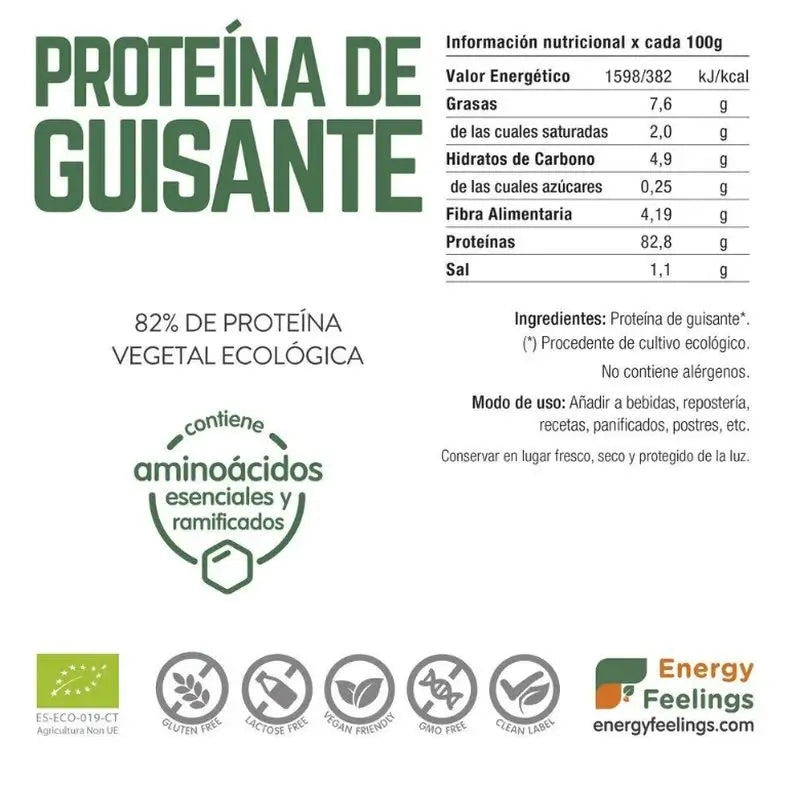 Energy Feelings Proteine del pisello 500 gr. Eco Vegan Sg