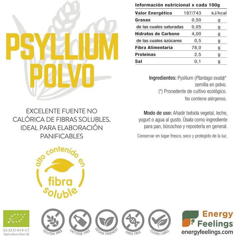 Sensazioni di energia Psillio in polvere 200 gr. Eco Vegan Sg