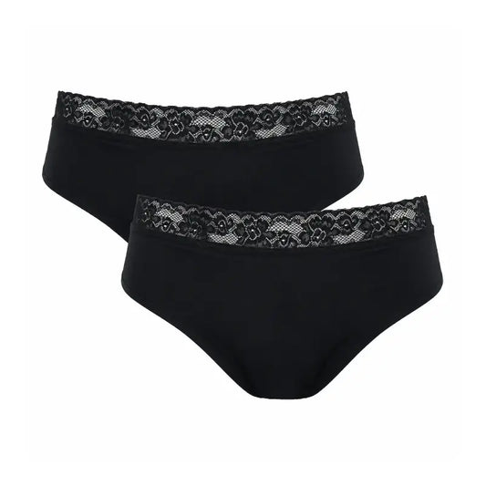 Enna Panty mestruale Floral Classic Day - Flusso abbondante, taglia L, nero, confezione da 2 unità