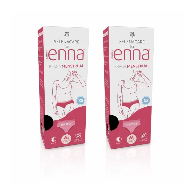 Enna Modern Hipster Panty mestruale - Flusso abbondante, taglia XS, confezione da 2 pz.