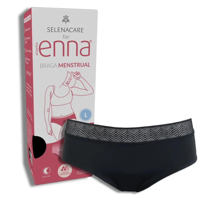 Enna Mutandina mestruale moderna Hipster Night - Flusso abbondante, taglia L, nero