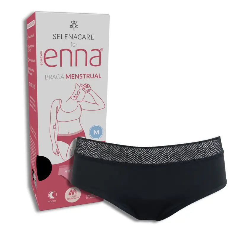 Enna Mutandina mestruale moderna Hipster Night - Flusso abbondante, taglia M, nero