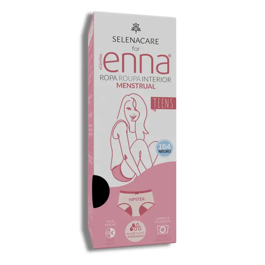 Enna Mutandina mestruale Teens Hipster - Flusso medio, 164 cm, nero