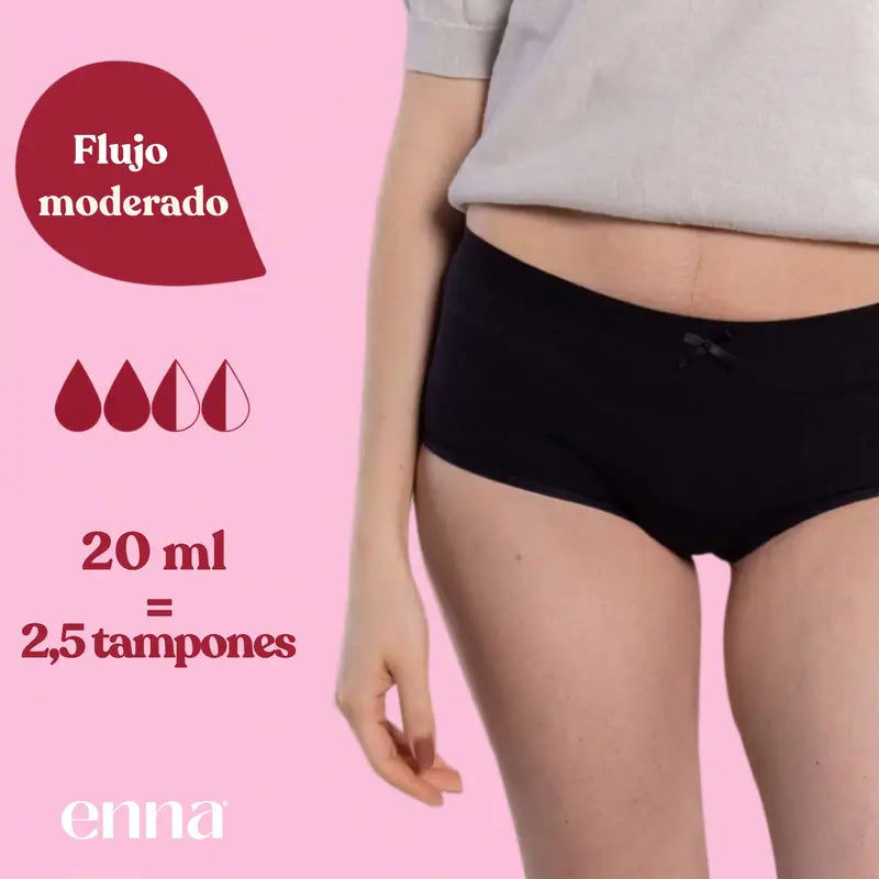 Enna Mutandina mestruale Teens Hipster - Flusso medio, 164 cm, nero