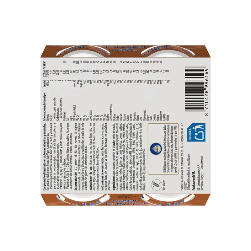 Ensure Nutrivigor Frullato al cioccolato, Confezione 8x220 Ml
