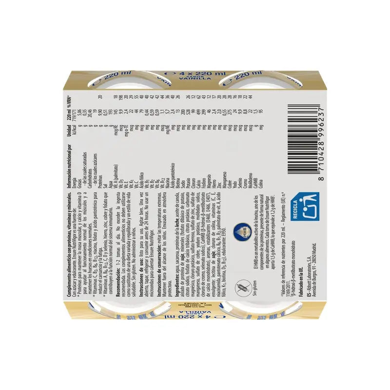 Ensure Nutrivigor Frullato alla vaniglia per adulti, 4 flaconi x 220 ml