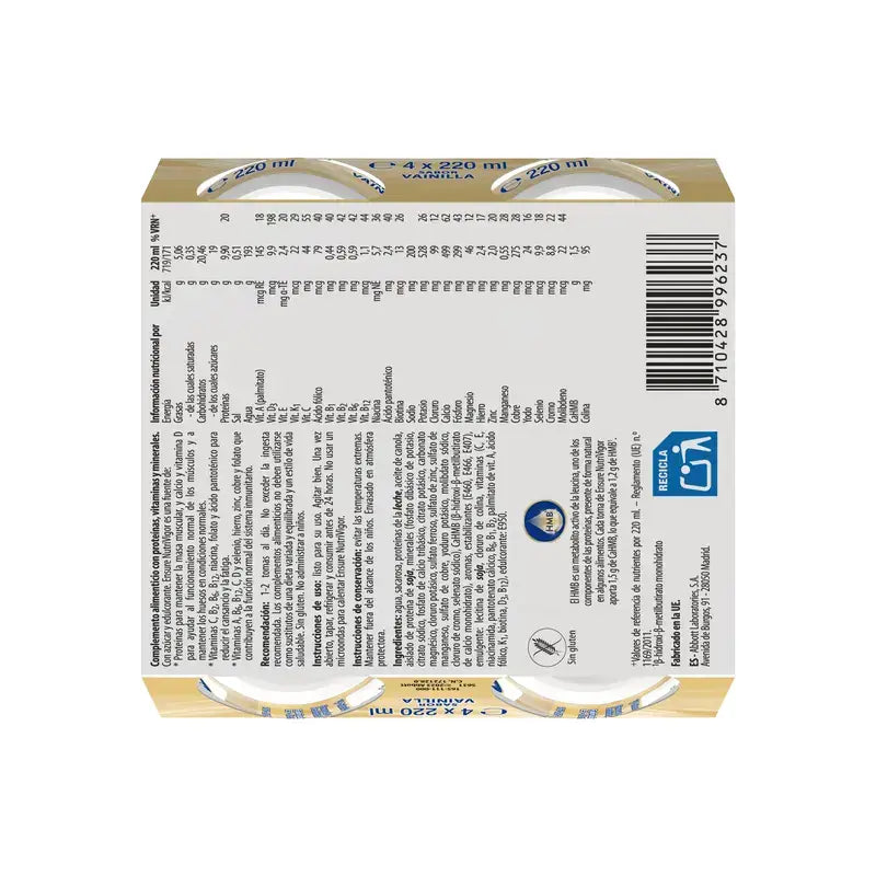 Ensure Nutrivigor Frullato alla vaniglia per adulti, 4 flaconi x 220 ml
