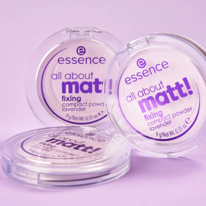 Essence Cipria compatta fissante alla lavanda All About Matt!, 9 g