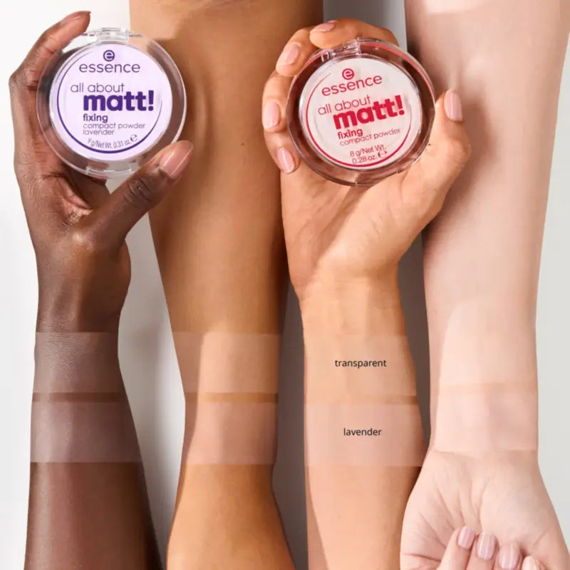 Essence Cipria compatta fissante alla lavanda All About Matt!, 9 g