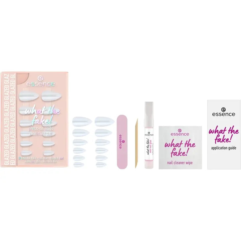 Set manicure Essence con unghie finte What The Fake! Unghie a pressione 01 , 28 pezzi