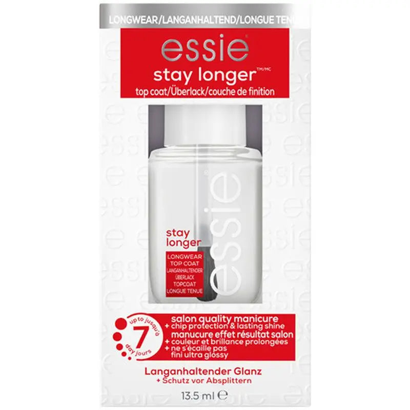 Essie Stay Longer Nail Top Coat, lunga durata fino a 7 giorni, asciugatura rapida