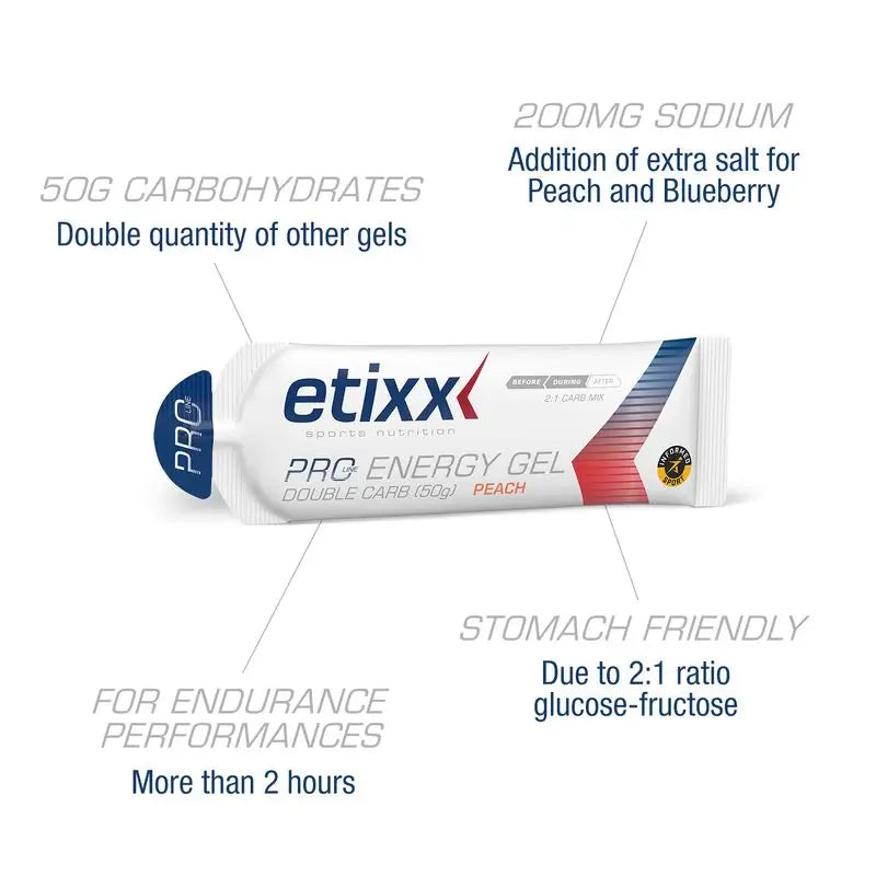 Etixx Double Carb Energy Gel al mirtillo 12Udsx60Ml.