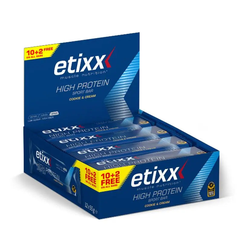 Etixx Barretta proteica ad alto contenuto proteico Cookie&Cream 12X55G