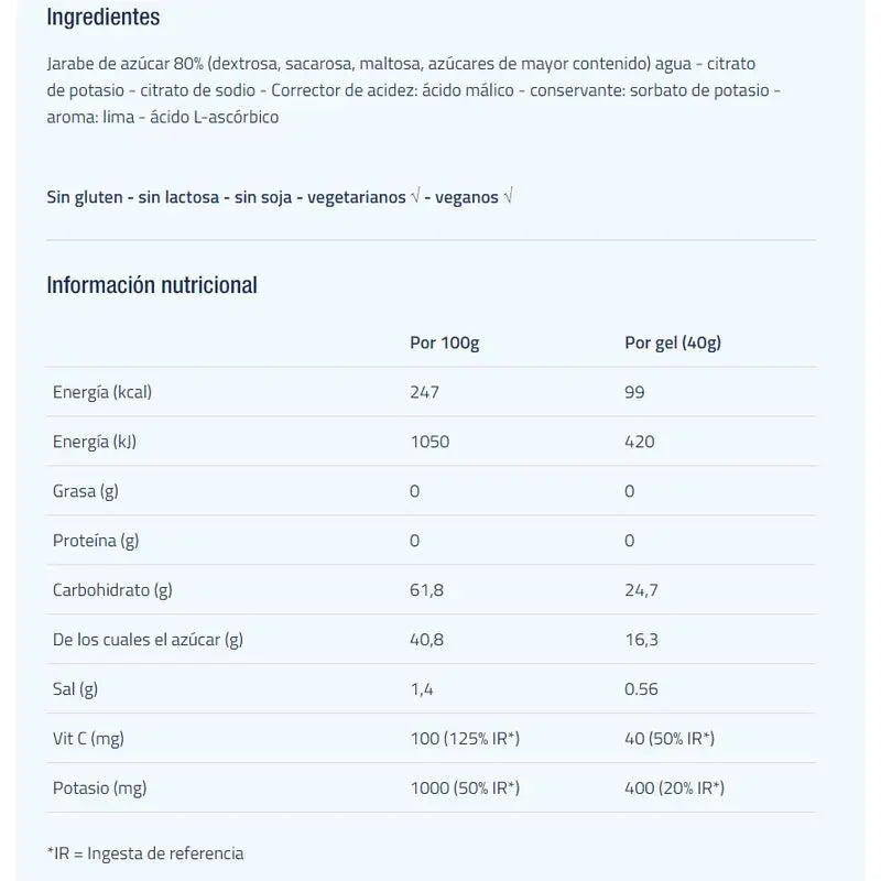 Etixx Gel energetico isotonico al gusto di lime 12Ud.