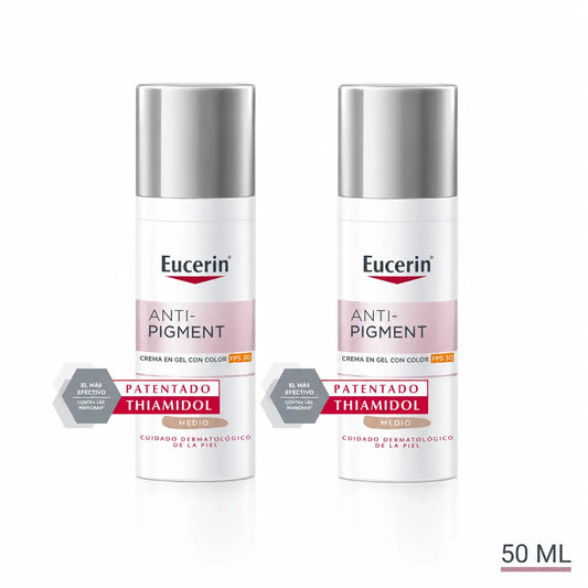 Eucerin Crema Solare Giorno Anti-Pigmento Spf30 Colore Medio, 50Ml, confezione da 2