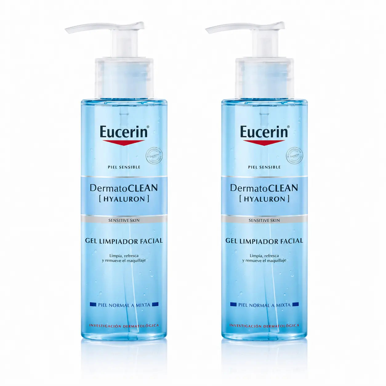 Eucerin Dermatoclean Gel detergente per il viso allo ialurone, 200 Ml , confezione da 2