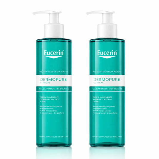 Eucerin Dermopure Gel detergente, 400ml, confezione da 2