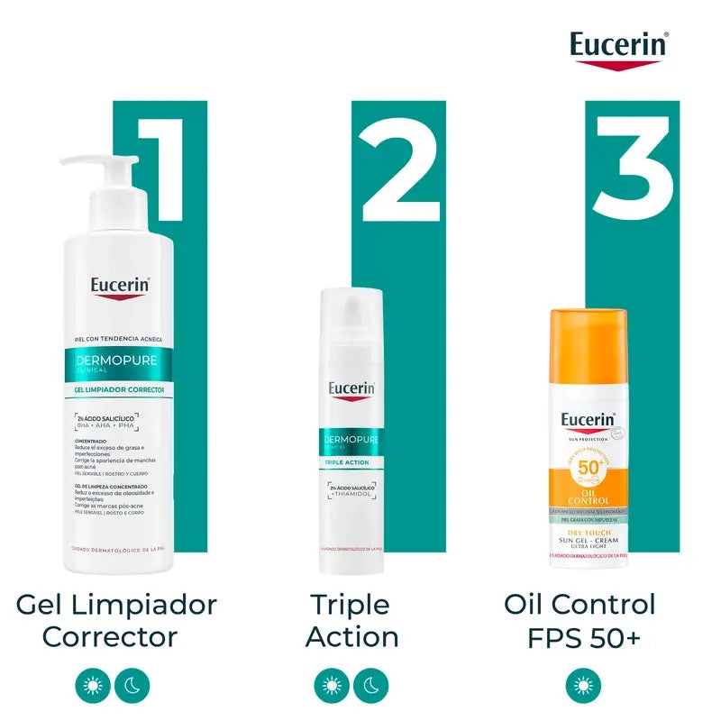 Eucerin Dermopure Gel detergente a triplo effetto, 400 Ml