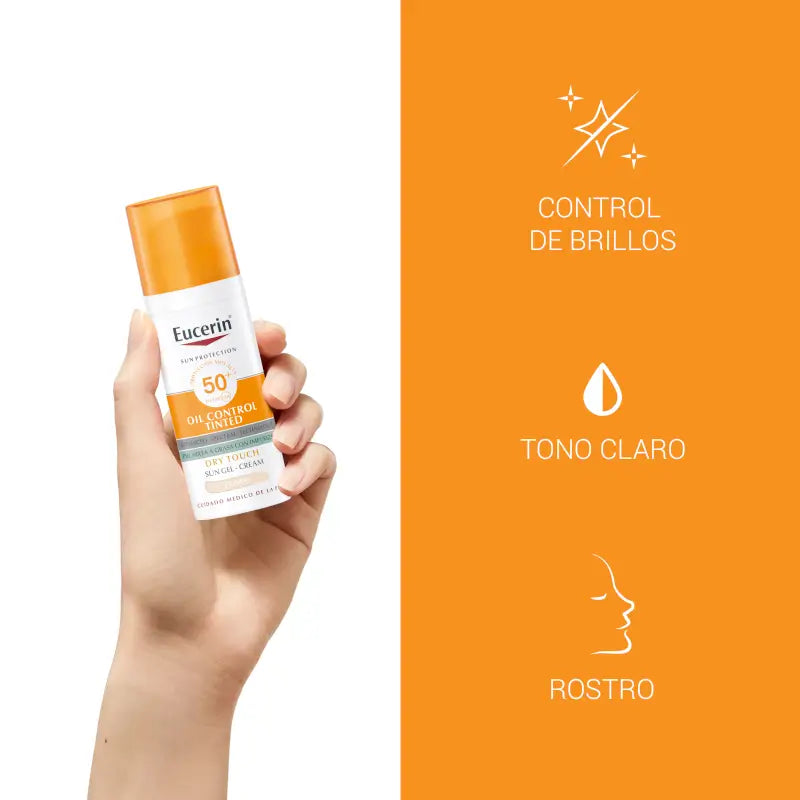 Eucerin FaceSolar Oil Control Crema Gel Tocco Secco Spf50+ Luce Colorata, 50 ml