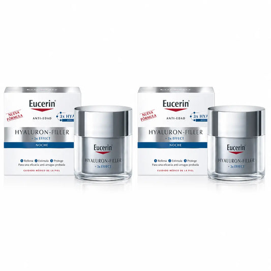Eucerin Hyaluron Filler Viso 3X Effetto Notte 50Ml, confezione da 2
