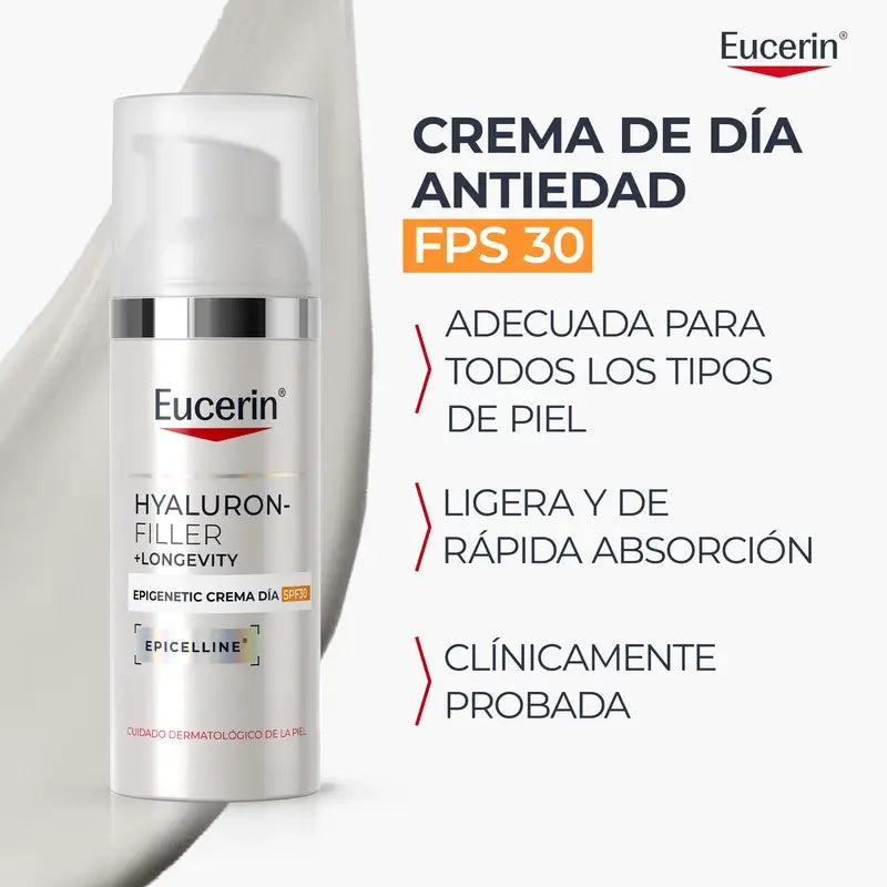 Eucerin Hyaluron-Filler + Longevity Epigenetic Crema da giorno SPF 30, 50 ml