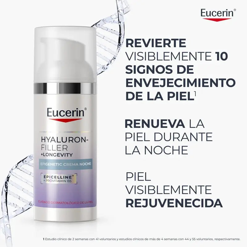 Eucerin Hyaluron-Filler + Longevity Epigenetic Crema da notte, 50 ml