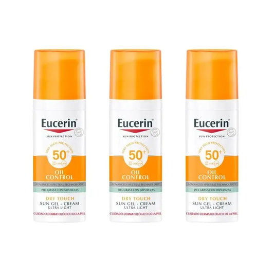 Eucerin Oil Control Dry Touch Gel solare Spf 50+, 3X50 Ml