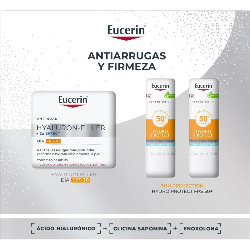 Eucerin Confezione Crema Giorno Anti-Età Hyaluron-Filler Fps 30 50Ml + 2 Mini Sun Hydro Protect Fps 50+ 2X5Ml