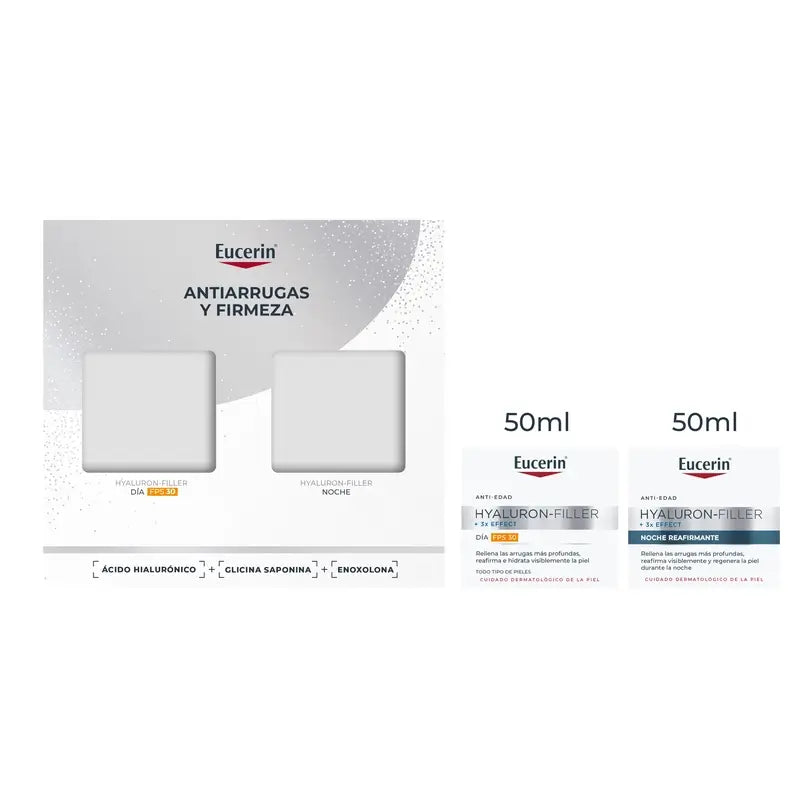 Eucerin Pack Crema Giorno Anti-Età Hyaluron-Filler Fps 30 50Ml + Crema Notte 50Ml
