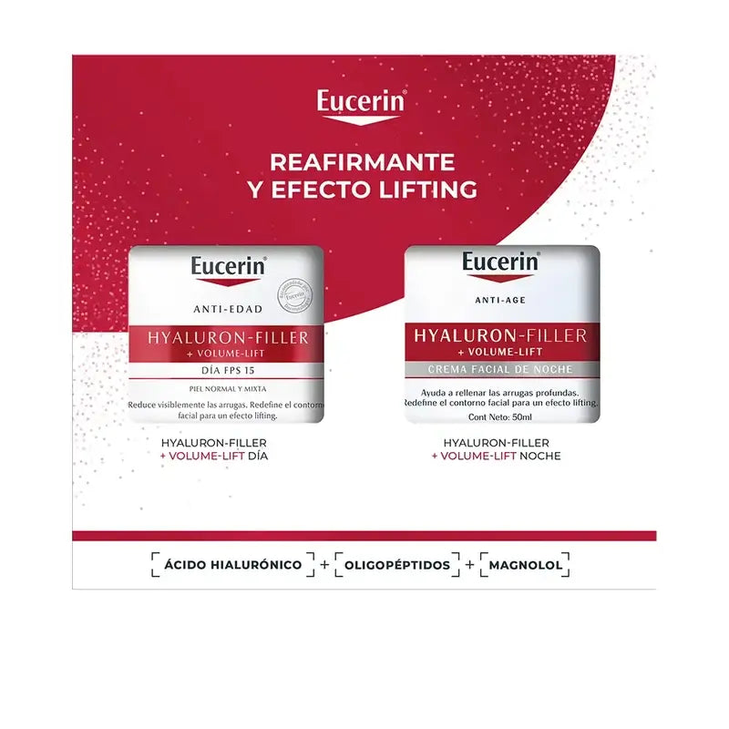 Eucerin Pack Crema Giorno Anti-Età Hyaluron-Filler + Volume-Lift Fps 15 50Ml + Crema Notte 50Ml