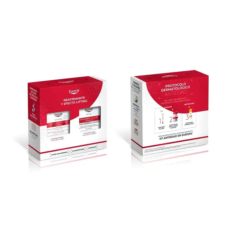 Eucerin Pack Crema Giorno Anti-Età Hyaluron-Filler + Volume-Lift Fps 15 50Ml + Crema Notte 50Ml