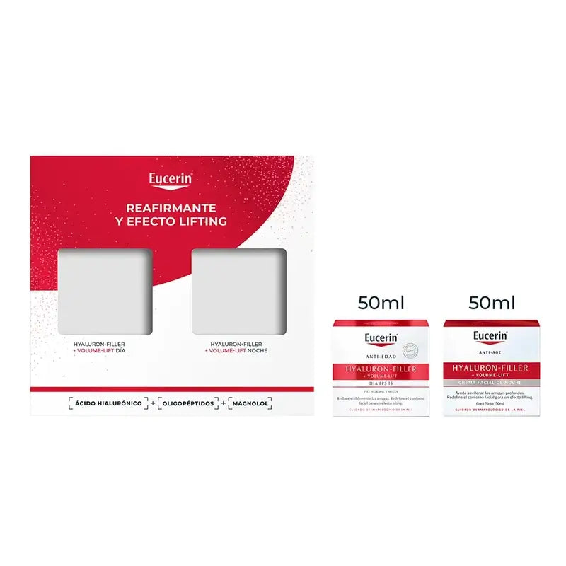 Eucerin Pack Crema Giorno Anti-Età Hyaluron-Filler + Volume-Lift Fps 15 50Ml + Crema Notte 50Ml