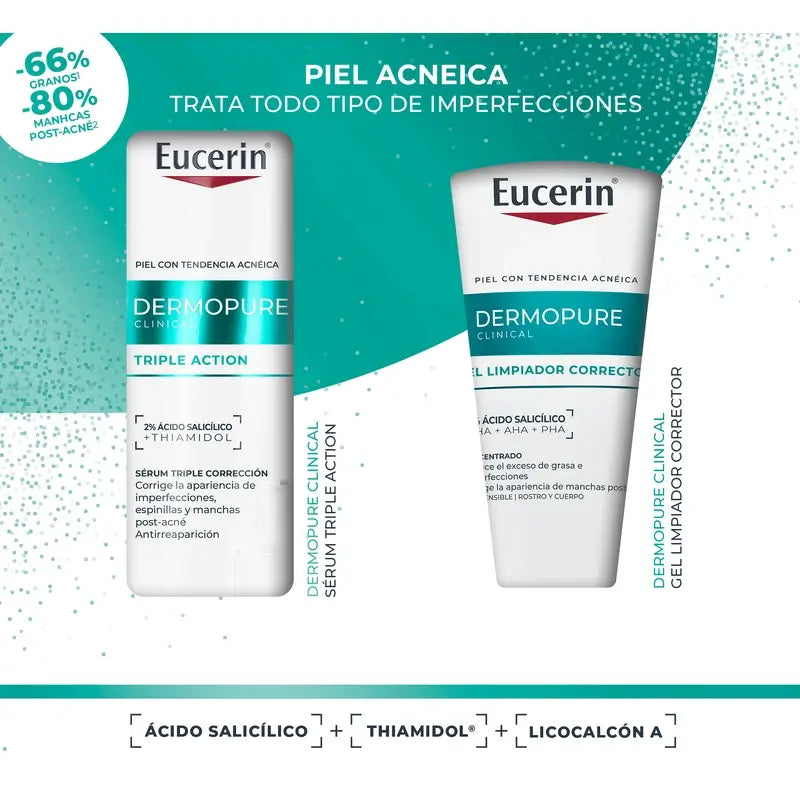 Eucerin Confezione Dermopure Siero Tripla Azione 40Ml + Gel Detergente Correttivo 75Ml