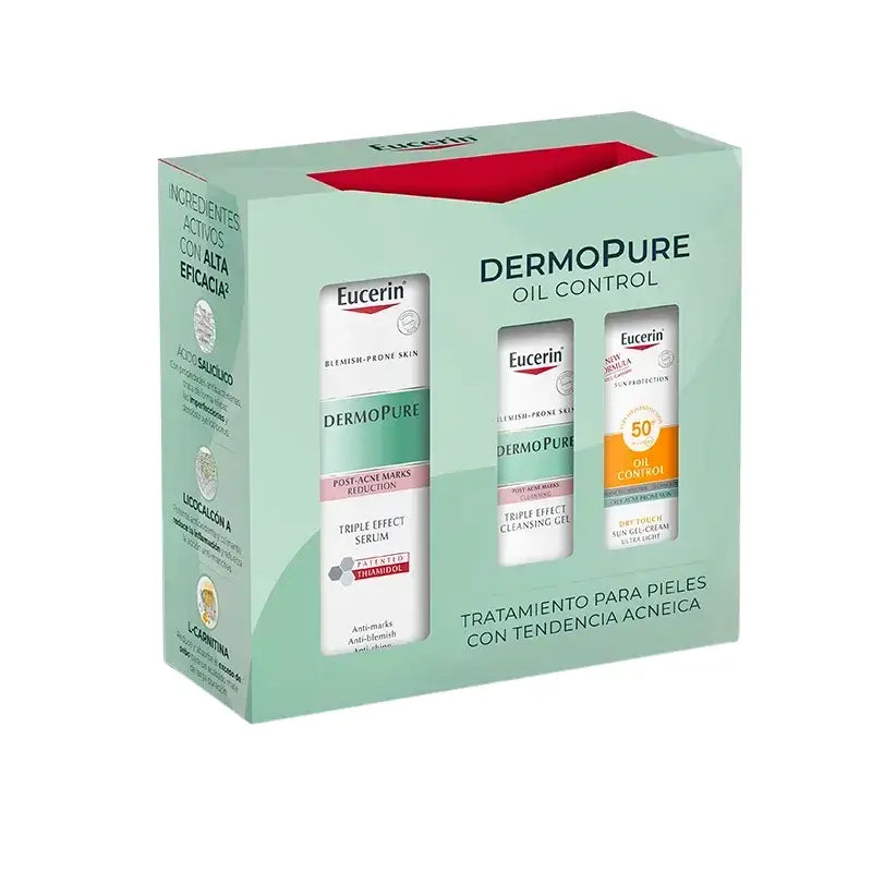 Eucerin Confezione Dermopure Siero Triplo Effetto + Mini Sun Face Oil Control +Mini Gel Triplo Effetto 20ml